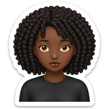 Una chica morena de cabello rizado no esponjado y color negro sticker