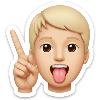 face sticking out tongue with peace sign hand sticker