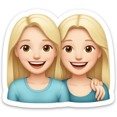 two sisters laughing together  sticker