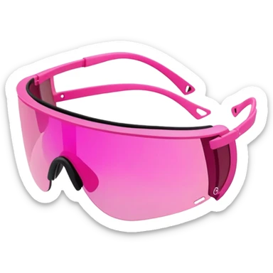 sporty pink shield visor sunglasses with extra chunky frame, athletic design, heavy-duty build, one-piece tinted lens sticker