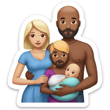 Naked, Indian, bald man with a beard holding breast of naked blonde fit woman sticker