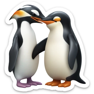 Black background
A penguin who sends kisses
And its kiss becomes a large image and turns into a fish 
He smiles and waves sticker