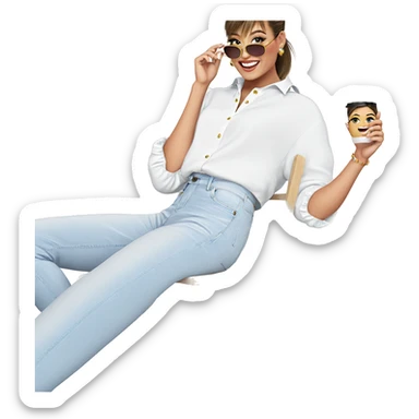 smiling girl with jewelry cup sticker