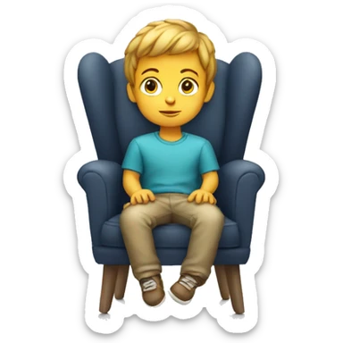 young boy sitting in a small chair sticker