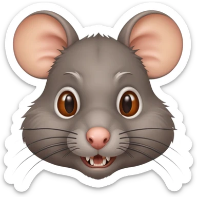 a crazy rat with grey fur sticker