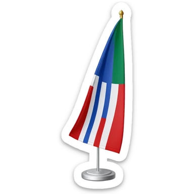 Een rechthoekige vlag bestaande uit vier verticale banen in de kleuren blauw - wit - groen - rood, waarvan de lengten zich verhouden als 1:1:1:6. sticker