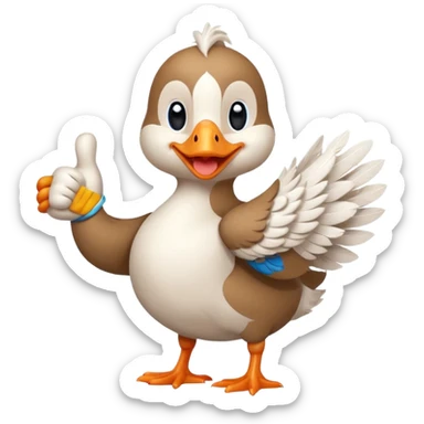 a chibi style goose character giving a thumbs up sticker
