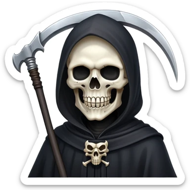 Grim reaper with scythe, skull face, death personified sticker