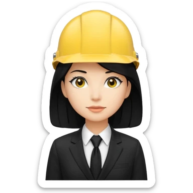 black suit black tie with yellow helmet ''black hair''  woman sticker