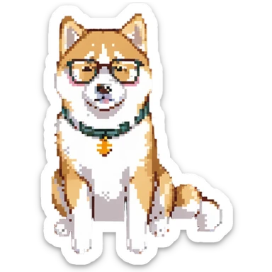 Shiba Inu sitting in a movie theater, vibrant colors sticker