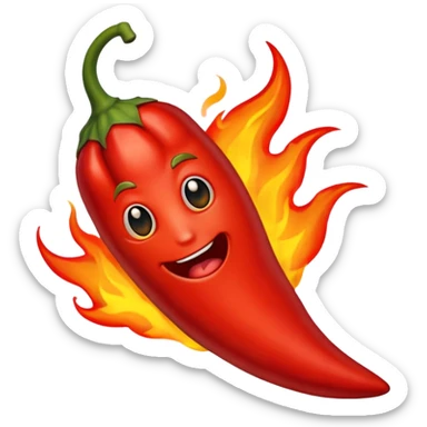 red hot chili pepper with fire sticker