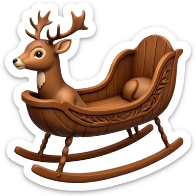 noel wood cradle with deer sticker