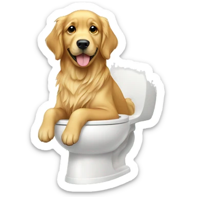 Golden retriever sitting on the toilet  sticker