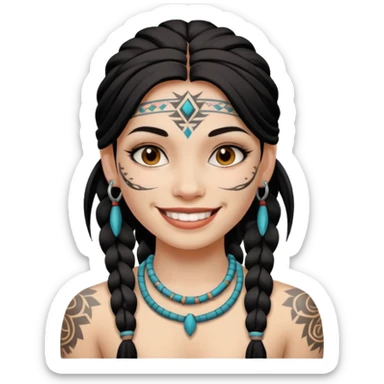 tribal girl Tattooed, white skin, smile sticker