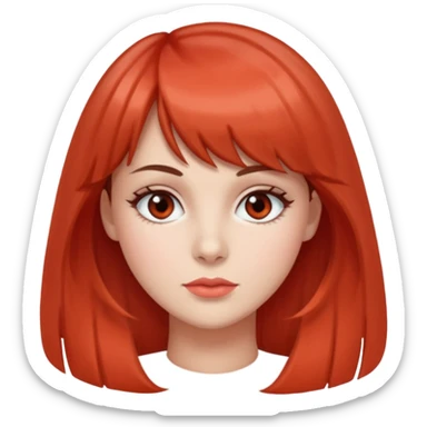 brunette woman with right bangs dyed salmon red and grey eyes sticker