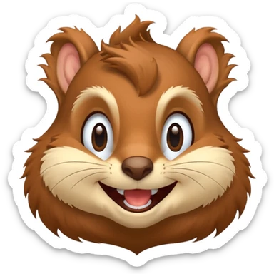 squirrel face emoji, extremely happy, wide grin, close-up sticker