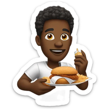 A Black man eating kfc sticker
