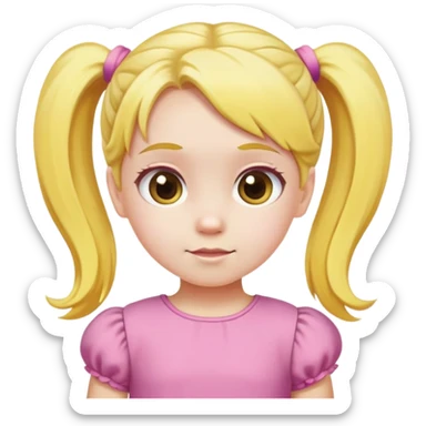 A yellow haired with Pink dress With 2 ponytails little girl sticker