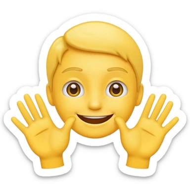 Emoji with younger out and hands pushing out sticker
