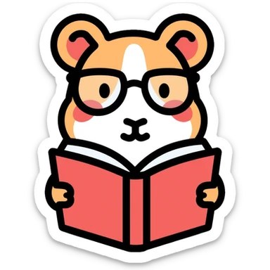 studious guinea pig with glasses reading a book sticker