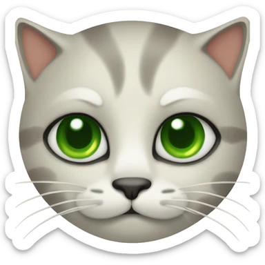 Cat with green eyes, small face and ticked coloring sticker