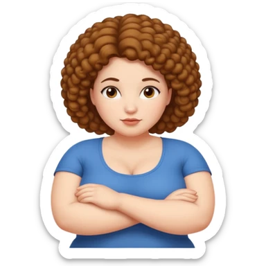 Curvy fair skin woman with natural hair arms folded.  sticker