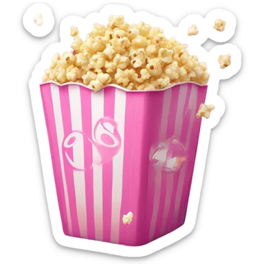 Popcorn in pink container with glitter releases  sticker
