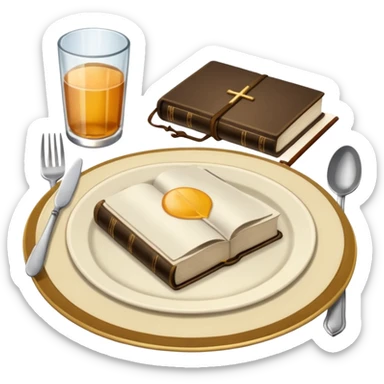 Make a plate of food, with cutlery beside it, and on top of the plate make a Bible. sticker