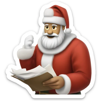 santa clause checking off his list sticker