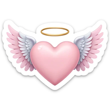 pink pastel heart with angel wings sticker
