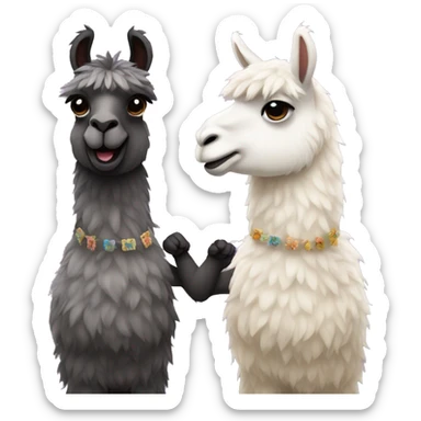 llamas holding hands  sticker