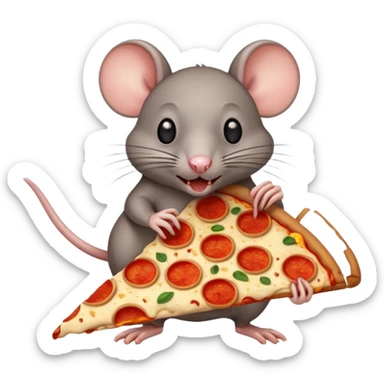 rat eating a pizza sticker