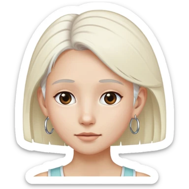 con visos platinados, con un aro en la oreja izquierda, blanco pero no tanto sticker