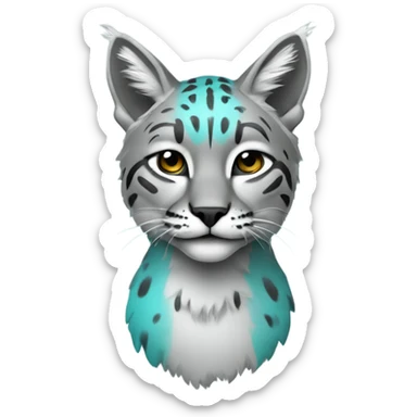 Bobcat cyan grey  sticker