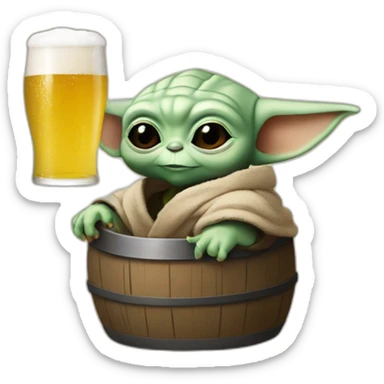 Baby Yoda qui tient une bière sticker
