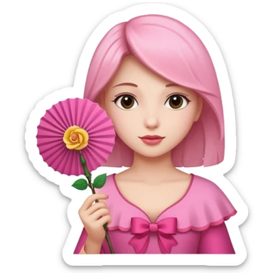 Clean girl pink fan and I love rose sticker