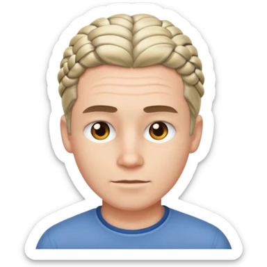 A white ton skin man with short braided hair sticker