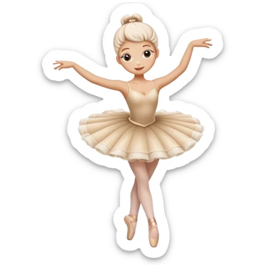 A whimsical cappuccino coffee with milk foam shaped like a ballerina in a tutu dancing on top sticker