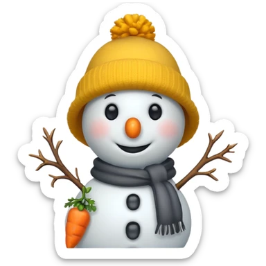 snowman wearing yellow hat sticker