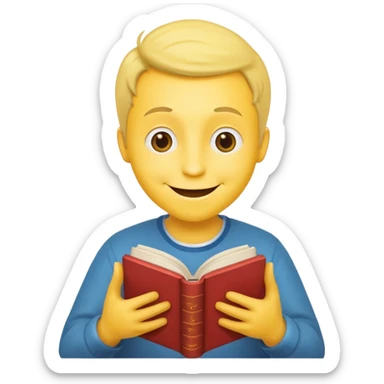 איש בצבע צהוב כמו סמיילי מאוד שמח קורא ספר תהילים ומסמן בשני הידיים לב sticker