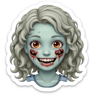Zumbi garota cabelo ondulado sorrindo com brakets no dente  sticker