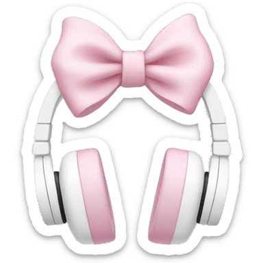 White headphones with soft pink bow sticker