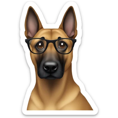 malinois with glasses fun sticker