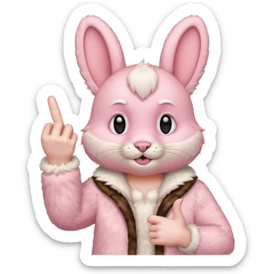 pink labubu, giving the middle finger in both hands sticker