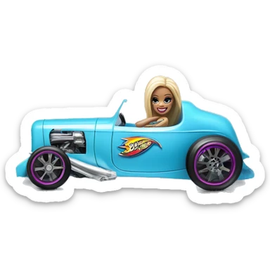 Side view Baby blue Barbie Hot wheels Bone Shaker street rod sticker