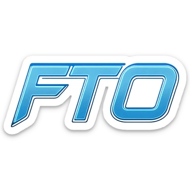 the letters FTO in a tech-inspired futuristic style logo sticker