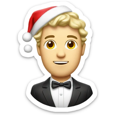 Singing Caucasian man with Christmas hat and suit sticker