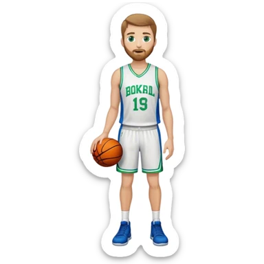 full body White male basketball coach light brown hair, short beard, green/blue eyes  sticker