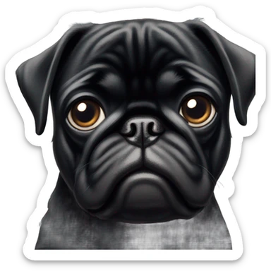 Black pug  and the words  “I’m sorry” sticker