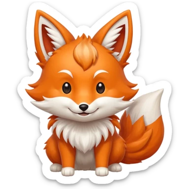 Happy cute nine tailed fox kitsune  sticker